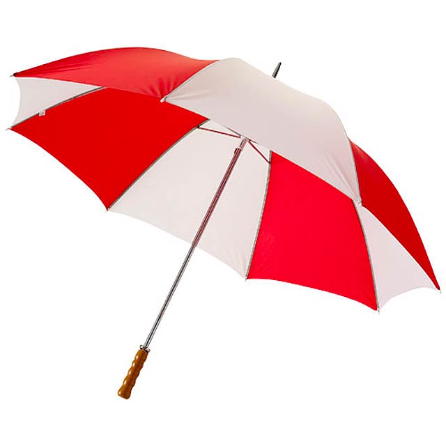 30" golfový deštník Karl s dřevěnou rukojetí - bílá/červená