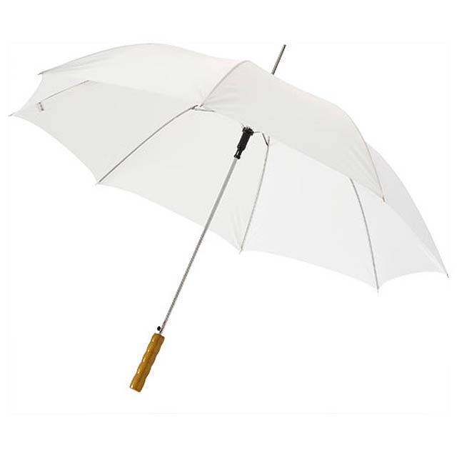 Lisa 23" auto open umbrella with wooden handle - white