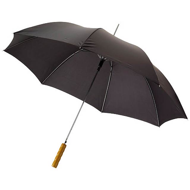 Lisa 23" auto open umbrella with wooden handle - black