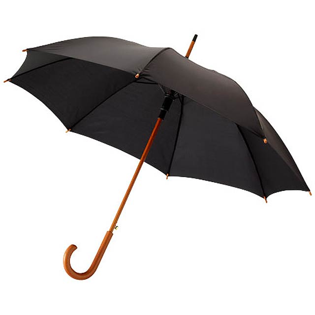 23” deštník Kyle s automatickým otvíráním a dřevěnou tyčí a rukojetí - černá