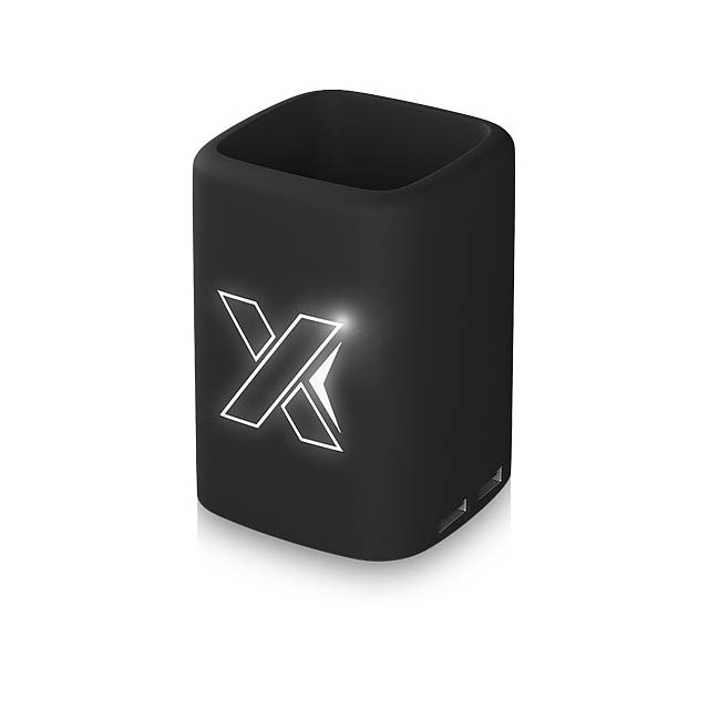 SCX.design O10 Lade-Stifteköcher mit Leuchtlogo - schwarz