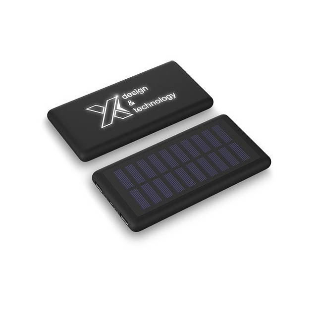 SCX.design P30 8000 mAh Solar Powerbank mit Leuchtlogo - schwarz