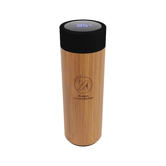 SCX.design D11 500 ml Smart Flasche  aus Bambus mit Leuchtlogo - schwarz