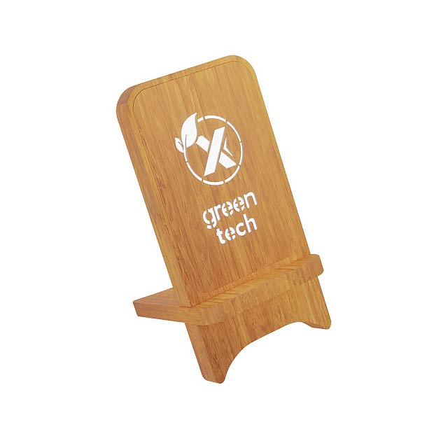 SCX.design W26 10W wooden wireless charging phone stand with light-up logo - wood