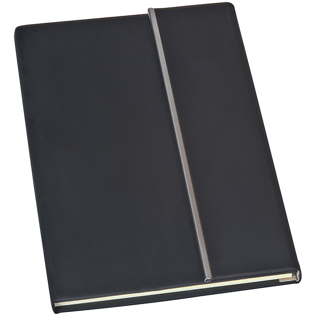 Notizbuch mit Metallstreifen - schwarz