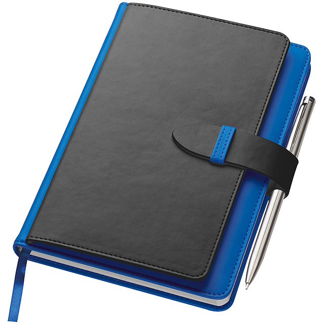Notebook with business card compartments - blue