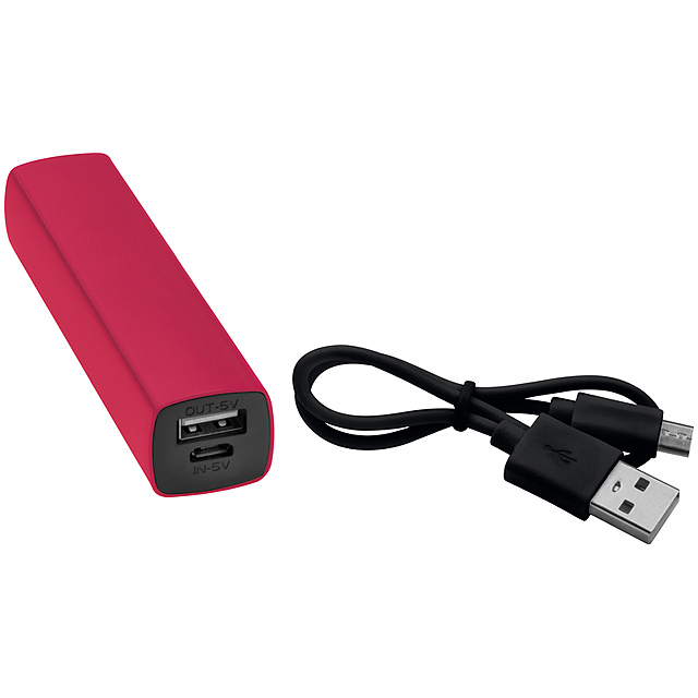 Powerbank 2200 mAh with USB port in a box - red