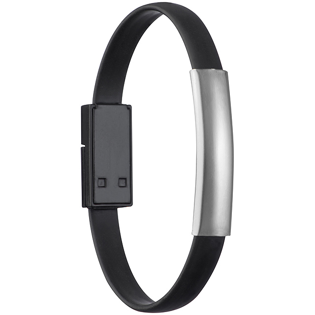 Silicone wristband for Data- or Powertransfer. - black