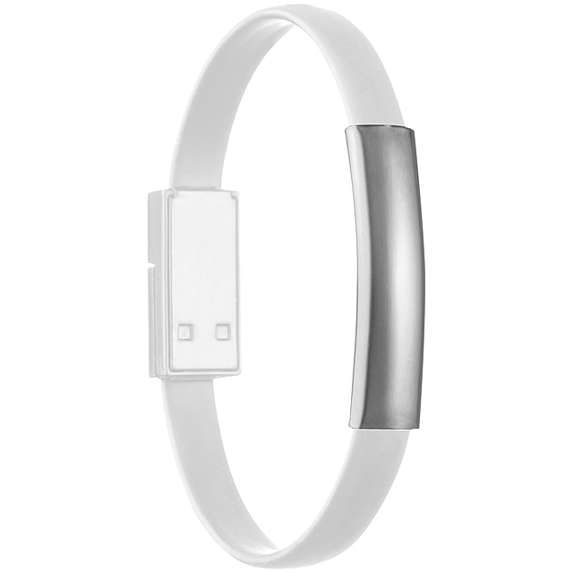 Silicone wristband for Data- or Powertransfer. - white