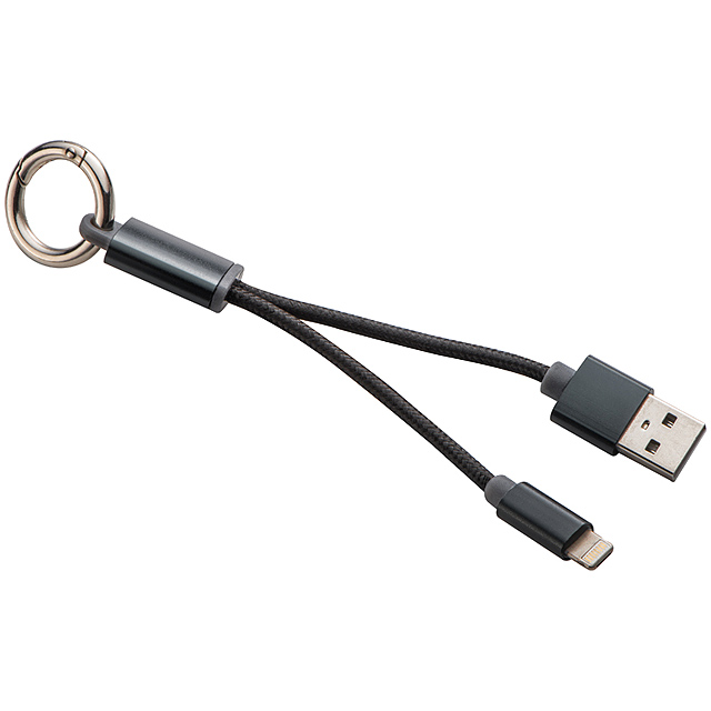 Keyring with charging cable - black