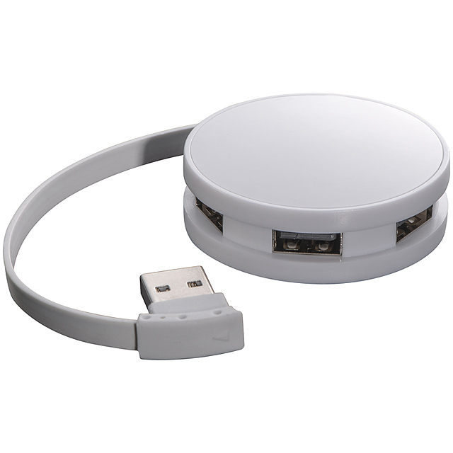 4 port - rounded USB-Hub - white