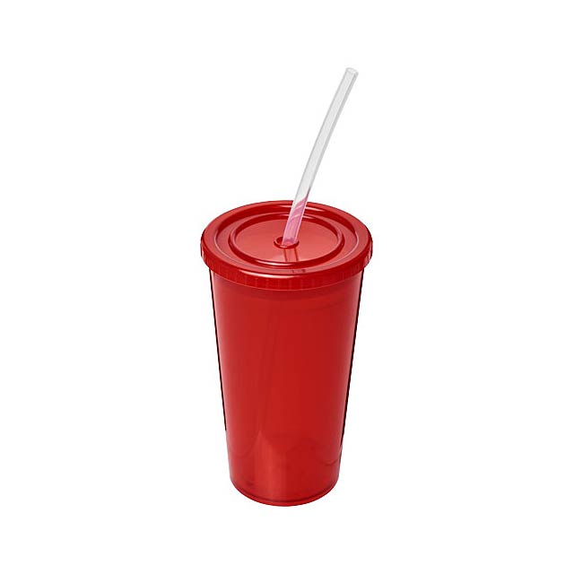 Stadium 350 ml double-walled cup - transparent red