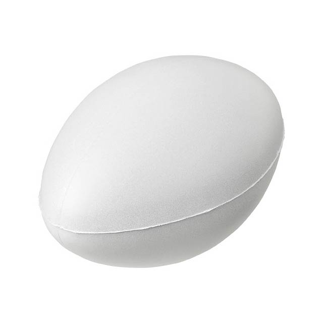 Ruby rugby ball shaped stress reliever - white