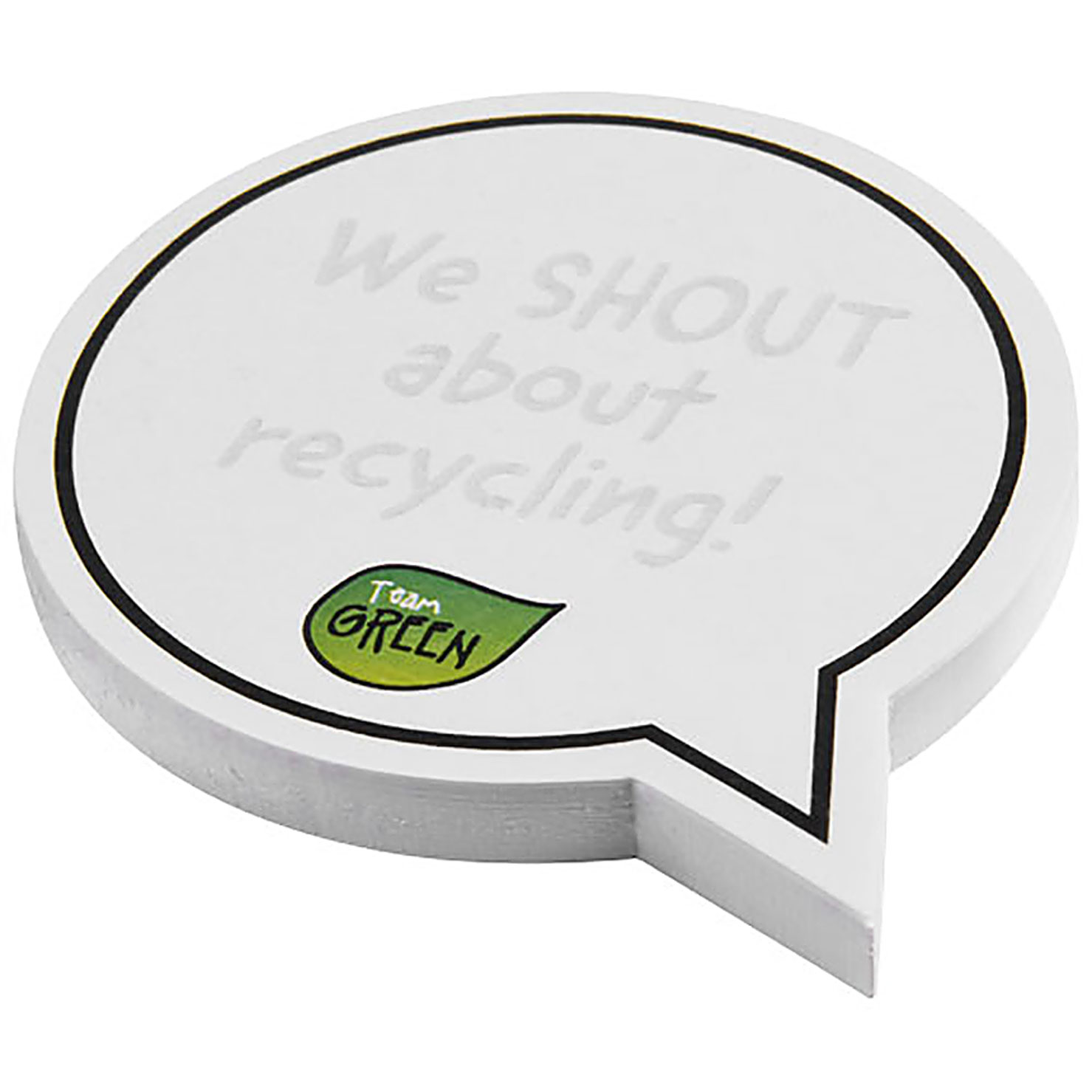 Sticky-Mate® speech bubble-shaped recycled sticky notes - white