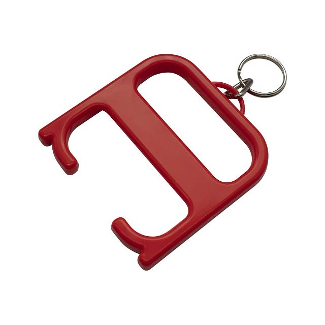 Hygiene handle with keychain - transparent red