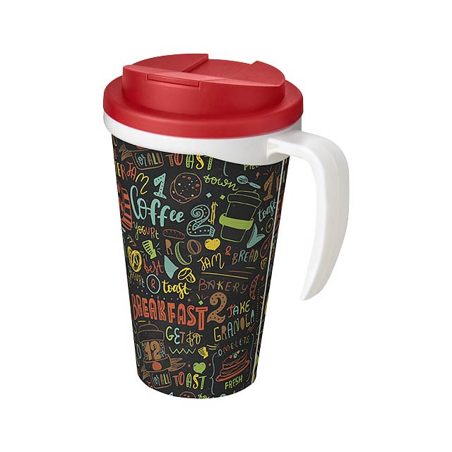 Brite-Americano® Grande 350 ml mug with spill-proof lid - transparent red