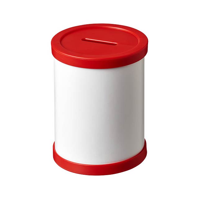 Kulatý kartonový hrnek na pera s plastovou obrubou Deva - transparentná červená