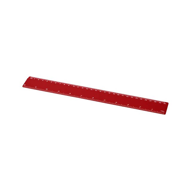 Renzo 30 cm plastic ruler - transparent red