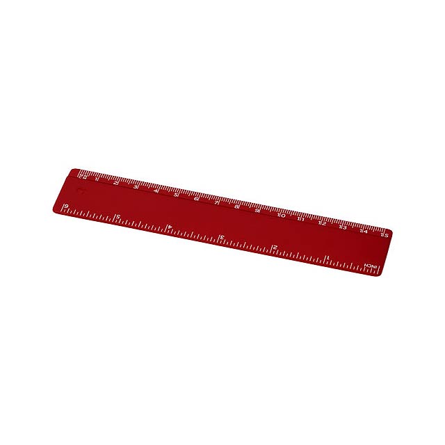 Renzo 15 cm plastic ruler - transparent red
