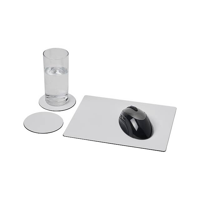 Brite-Mat® Mousepad- und Untersetzer-Set 2 - schwarz