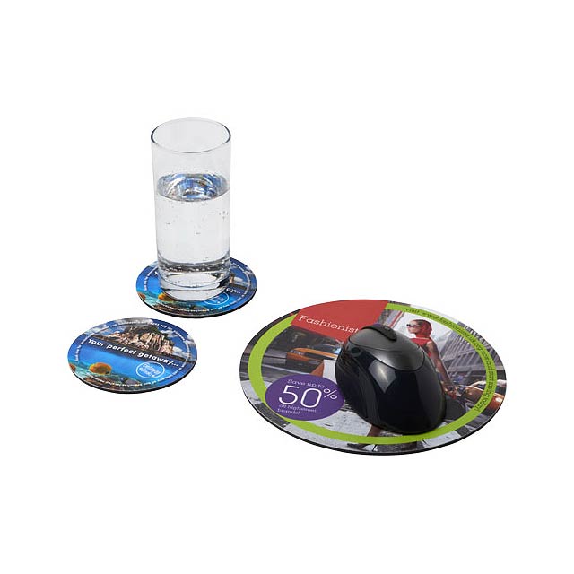 Q-Mat® mouse mat and coaster set combo 5 - black