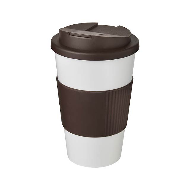 Americano® 350 ml tumbler with grip & spill-proof lid - brown