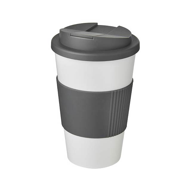Americano® 350 ml tumbler with grip & spill-proof lid - grey