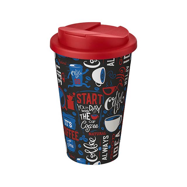 Brite-Americano® 350 ml tumbler with spill-proof lid - transparent red