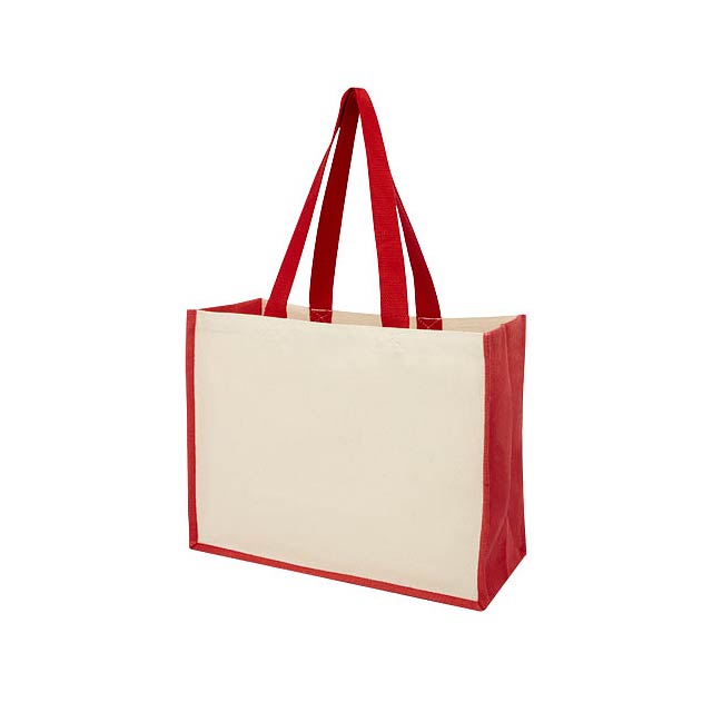 Varai 320 g/m² canvas and jute shopping tote bag - transparent red