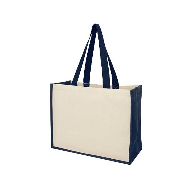 Varai 320 g/m² canvas and jute shopping tote bag - blue