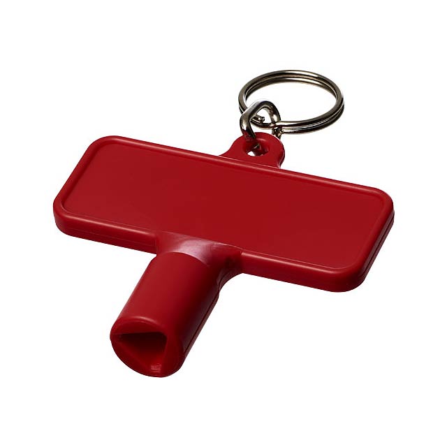 Maximilian rechteckiger Universalschlüssel mit Schlüsselanhänger  - Transparente Rot