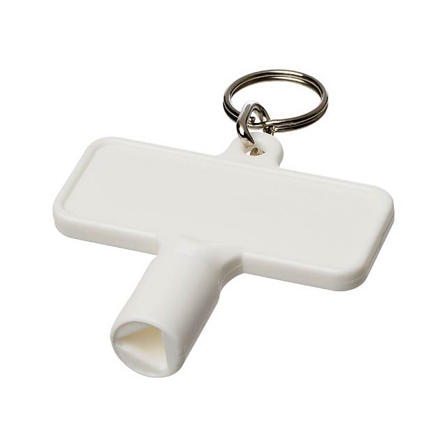 Maximilian rectangular utility key keychain  - white