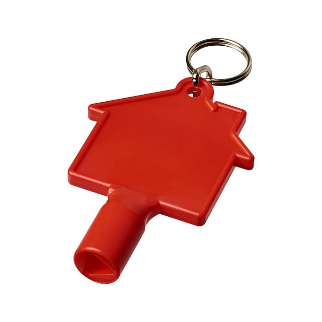Maximilian house-shaped utility key with keychain - transparent red