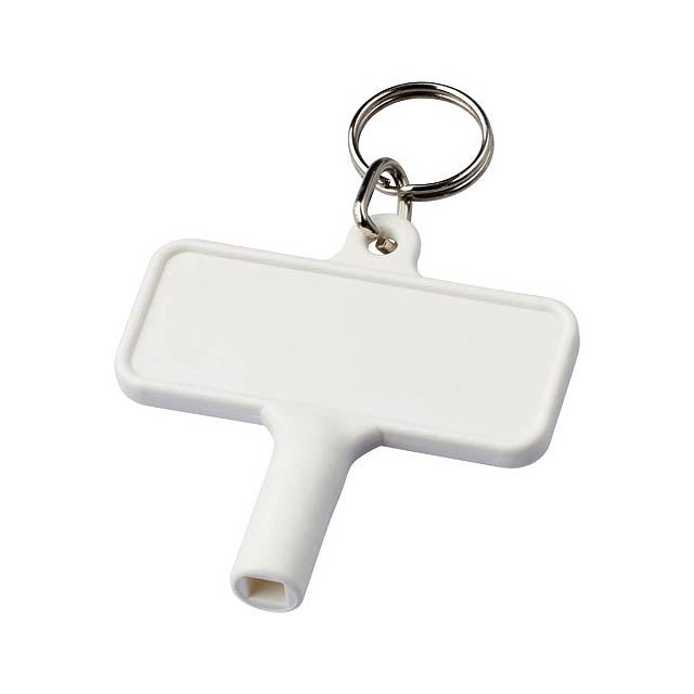 Largo plastic radiator key with keychain - white
