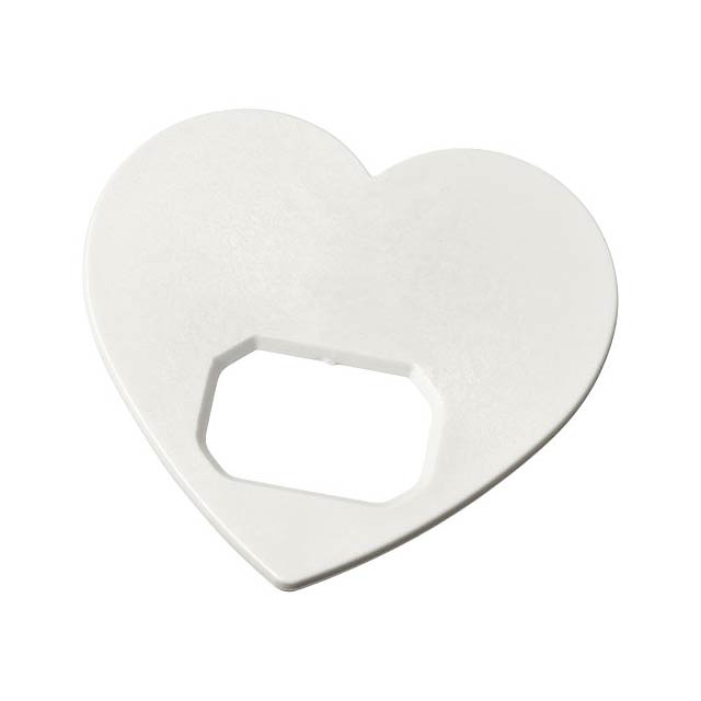 Amour heart-shaped bottle opener - white