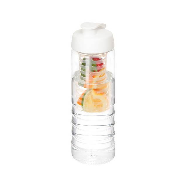 H2O Active® Treble 750 ml flip lid bottle & infuser - transparent