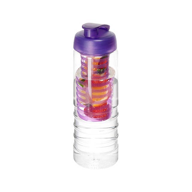 H2O Treble 750 ml lahev s vyklápěcím víčkem a infuzérem - transparentní