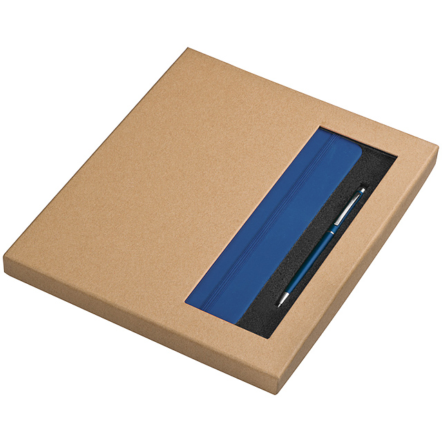 Set of DINA5 notebook and ball pen - blue