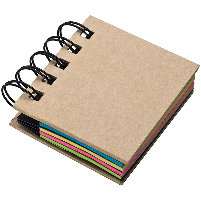 Small ring-binder with sticky notes - brown