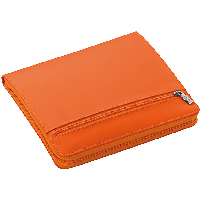 Nylon writing case with zipper - orange