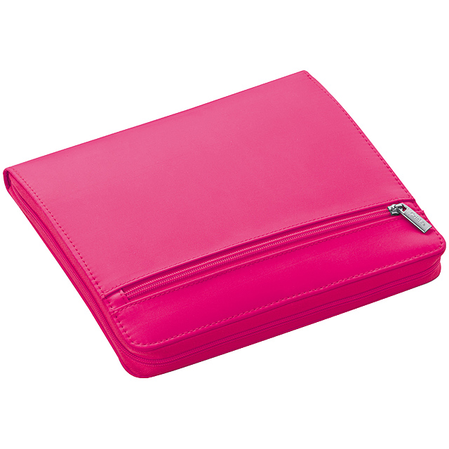 Nylon writing case with zipper - pink