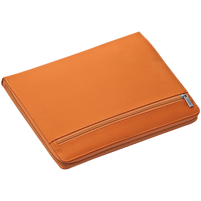 A4 nylon writing case with zipper - orange