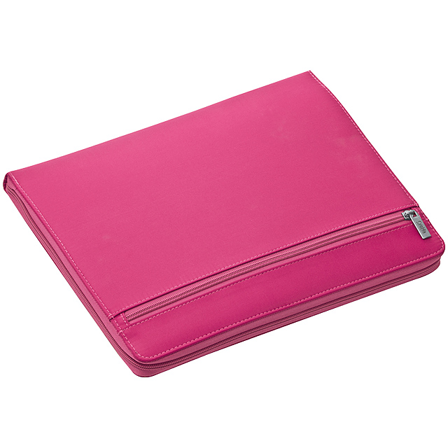 A4 nylon writing case with zipper - pink