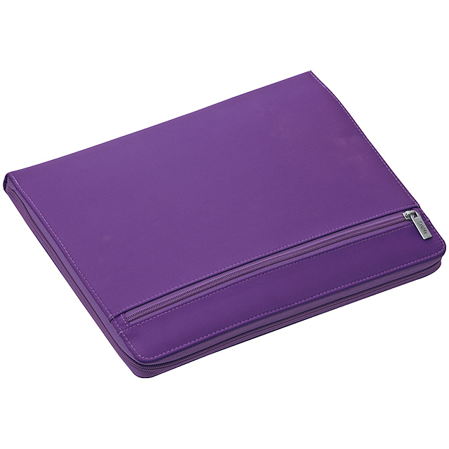 A4 nylon writing case with zipper - violet