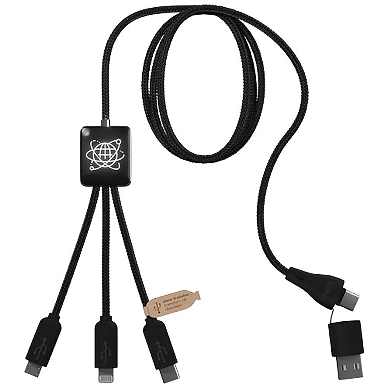 SCX.design C45 5-in-1 rPET charging cable with data transfer - black