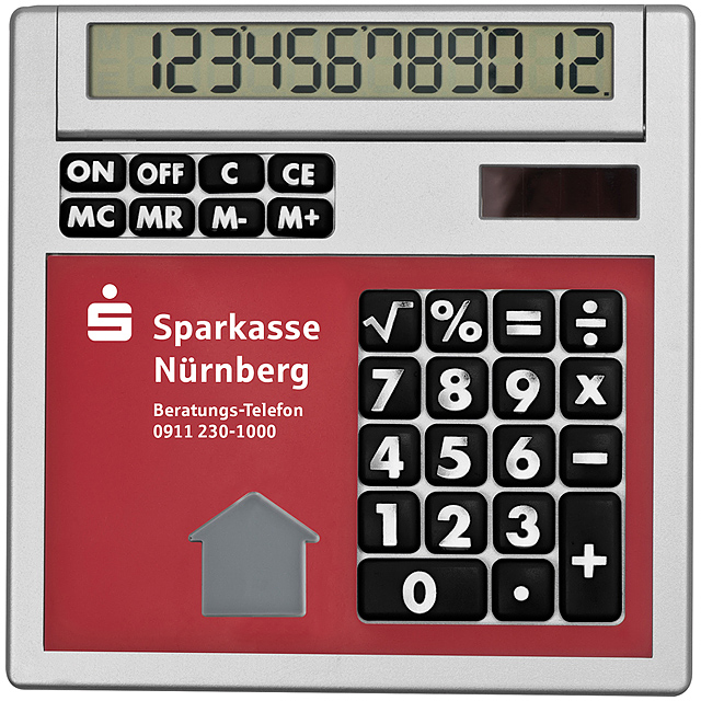 Own design calculator with insert - red