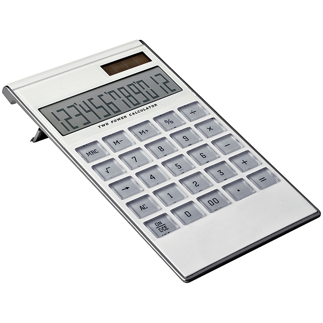 12-digit dual-power calculator - white