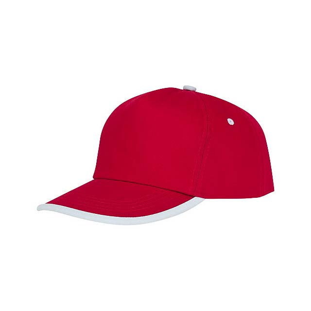 Nestor 5panelová čepice s kontrastní linkou - transparentná červená
