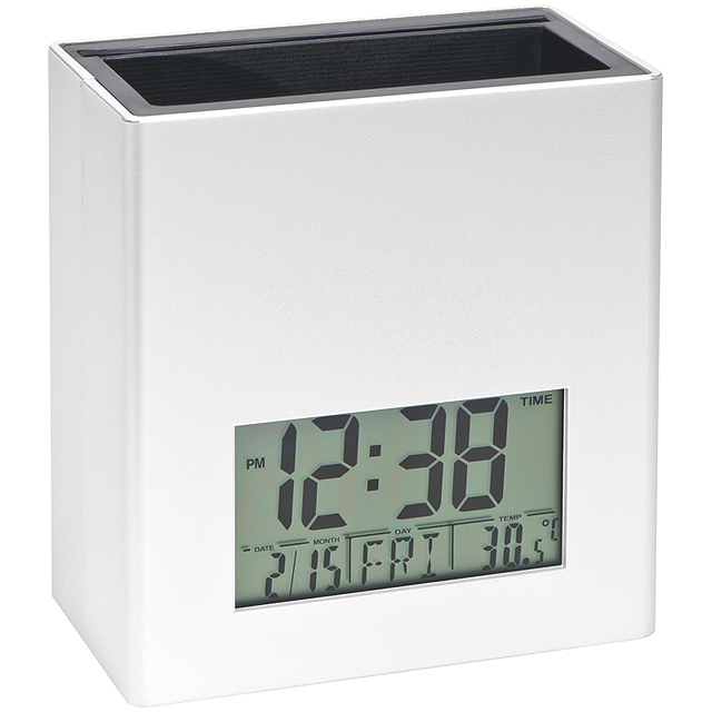 Pen holder with digital display - white