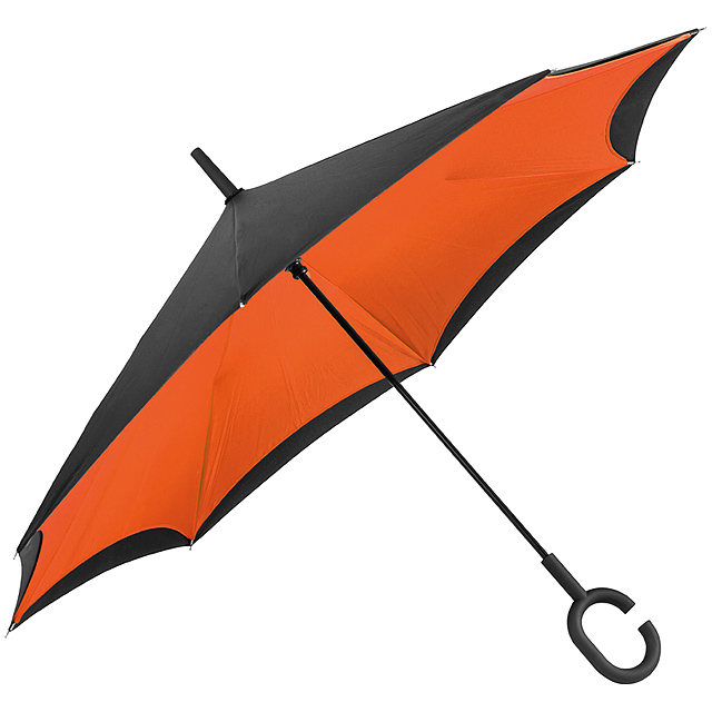 Reverse umbrella - double layer - 190T pongee - orange